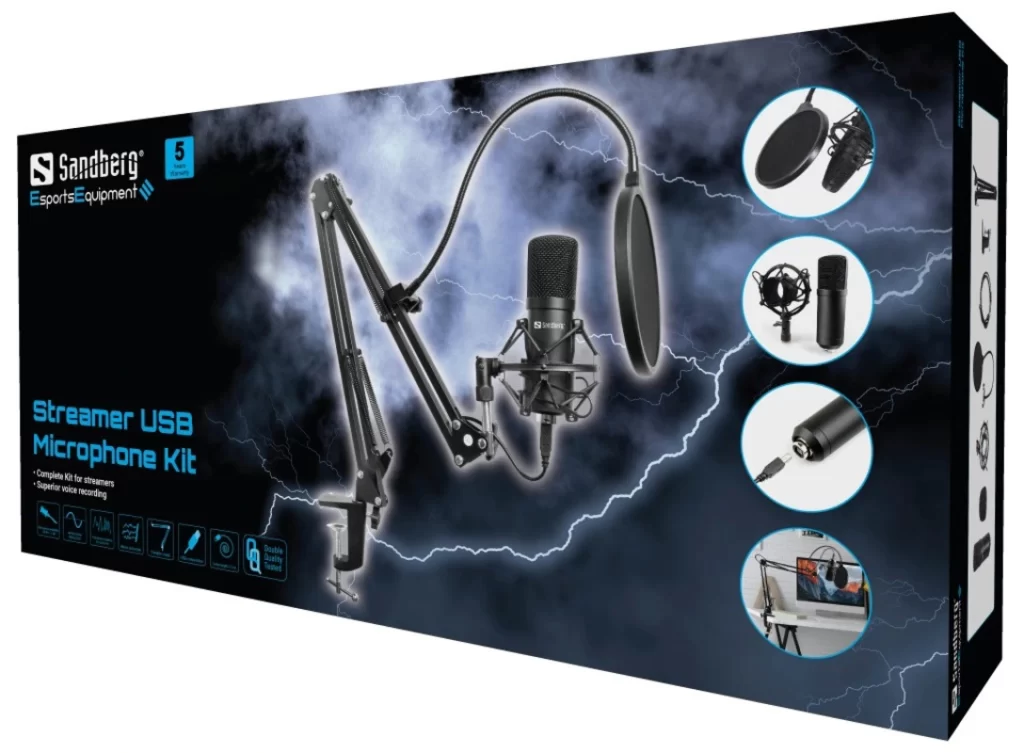 Sandberg Streamer USB Microphone Kit – alegerea ideală pentru streaming și podcasturi